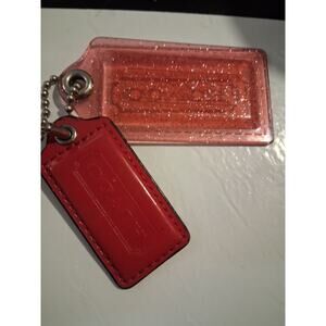 Rare vtg y2k coach pink & clear pink glitter tags Keychain poppy bag clip